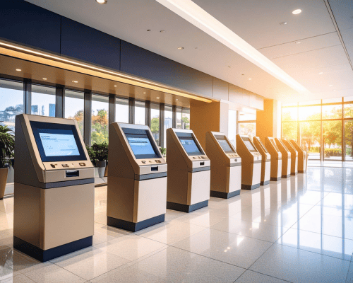 Automated bank branch with self-service machines