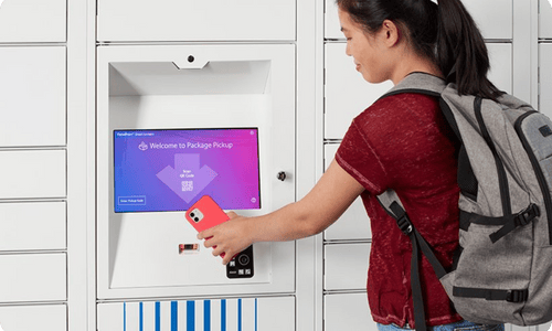 College student using smart parcel locker