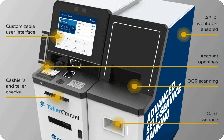 Features of the TellerCentral self-service machine