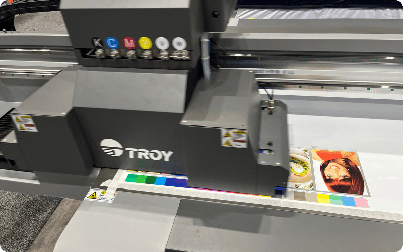 Flatbed Printer with Sample Prints with Rounded Corners copy