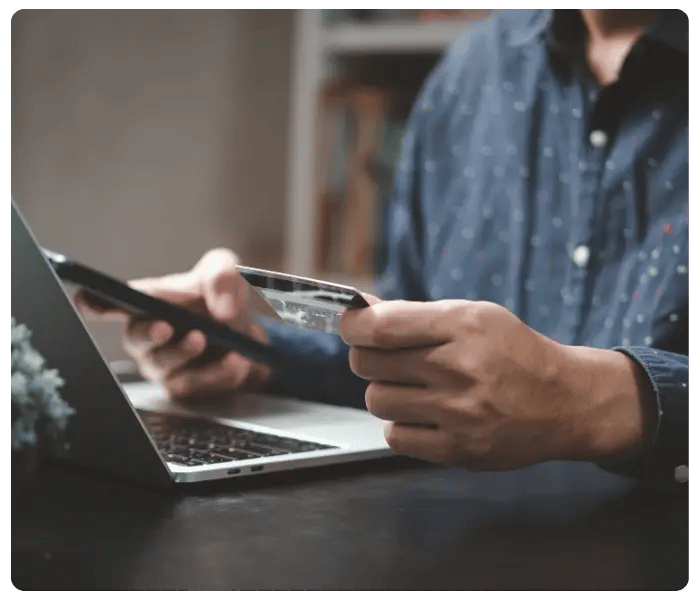 Man using FinTech apps for personal banking 