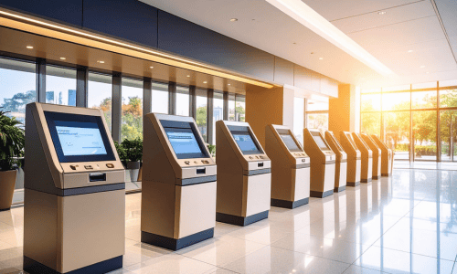 New banking self-service machines in a row  copy