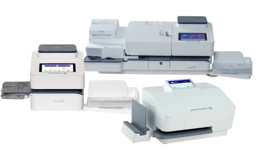 Pitney Bowes SendPro postage meters in a group