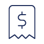 Cot icon dollar sign with ripped paper icon