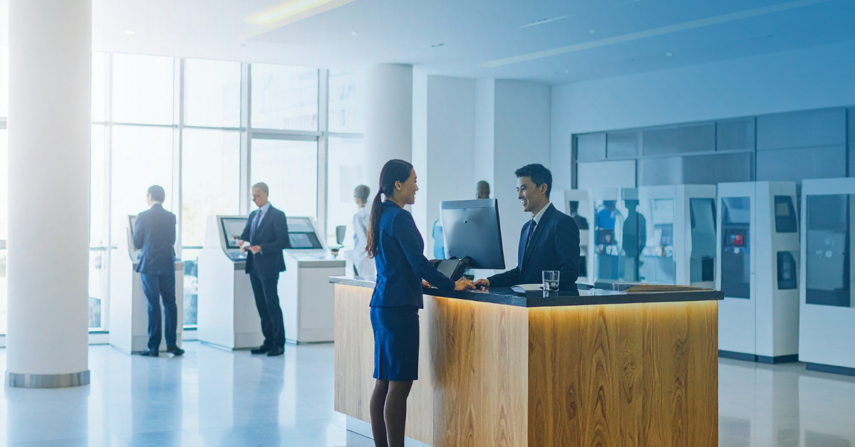 Bank branches with self-service machines