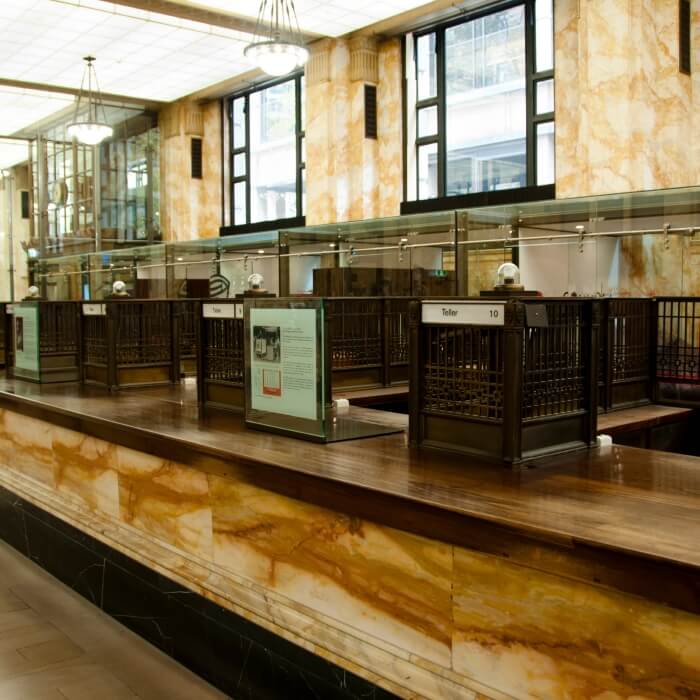 Shot of outdated teller stations 